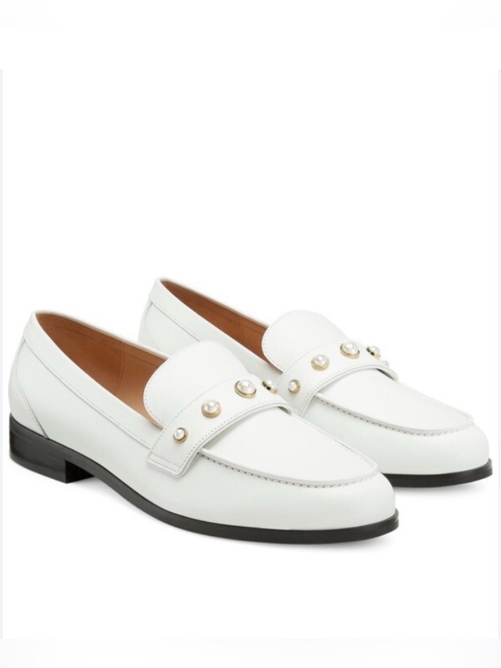 STUART WEITZMAN White Owen Faux Pearl Penny Loafers size 6